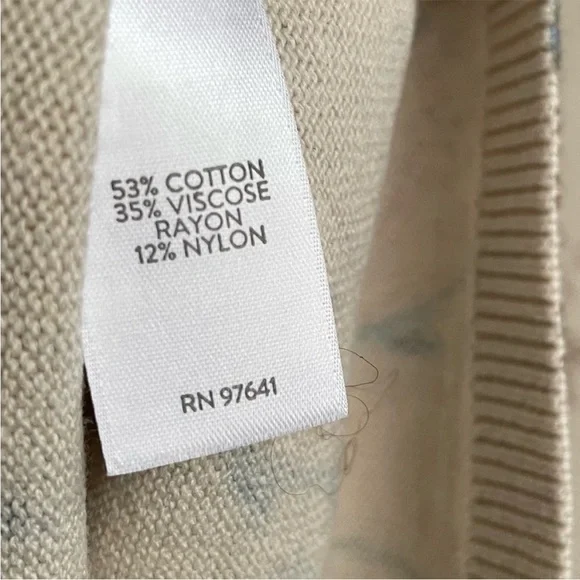 J. Jill Tan Floral Paisley Pullover V Neck Sweater Long Sleeve Size XS - Picture 5 of 6